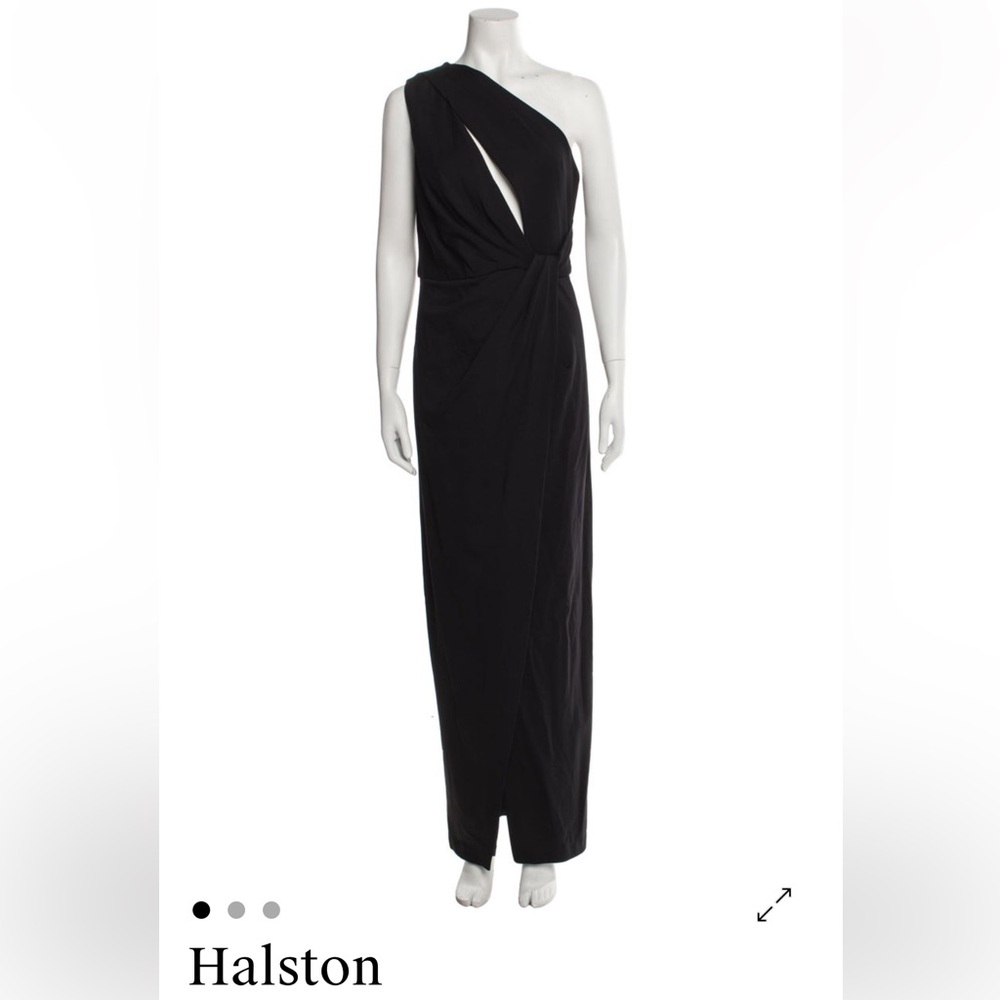 Halston Heritage One-Shoulder Black Maxi Dress